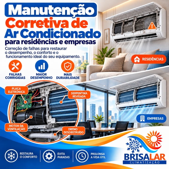 Manutenção corretiva de ar-condicionado em Campo Grande